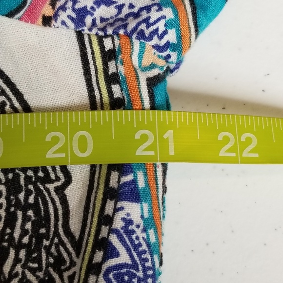 Chino Teal Paisley Print 100% Linen Open Cardigan Size 2 - Picture 5 of 7